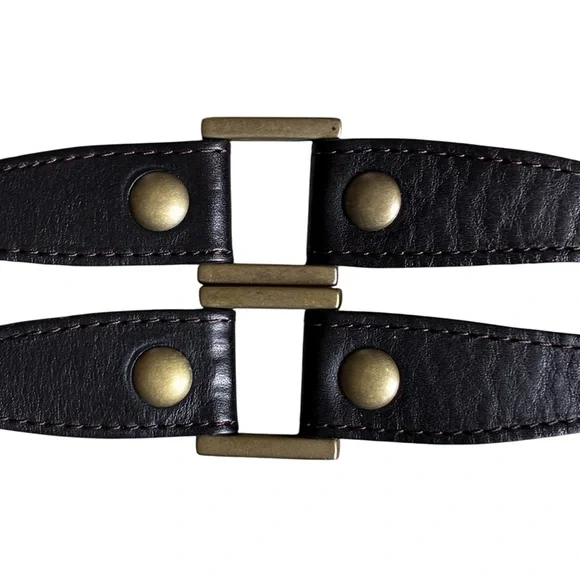 Linea Pelle Black Leather Belt Solid Brass Buckle Large NWOT - Picture 4 of 13